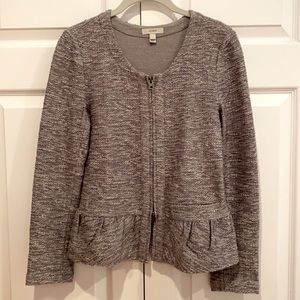 J.Crew Heather Grey Tweed Peplum Light Jacket, S